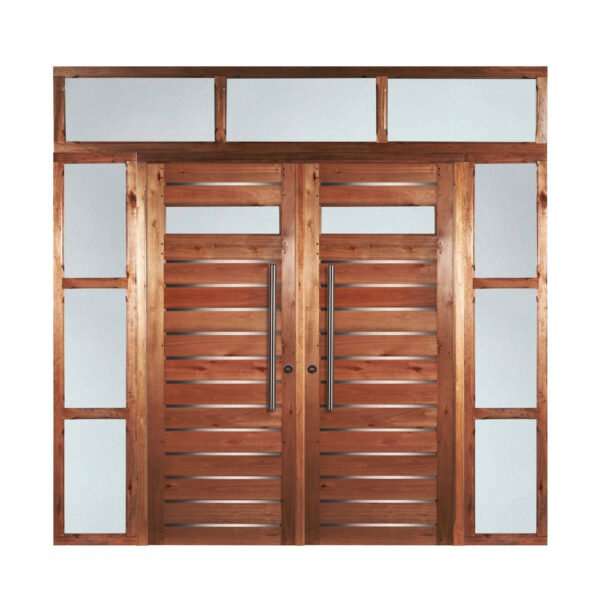 Puerta Mod 502 Doble Con Portada Superior Y Dos Laterales Apliques De Acero Inox