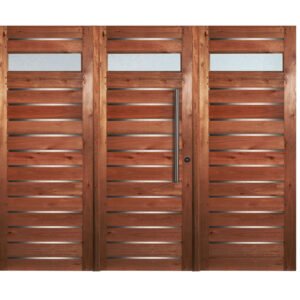 Portón De Abrir Estilo Moderno mod 502 Con Apliques de Acero Inox