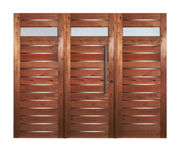 Portón De Abrir Estilo Moderno mod 502 Con Apliques de Acero Inox